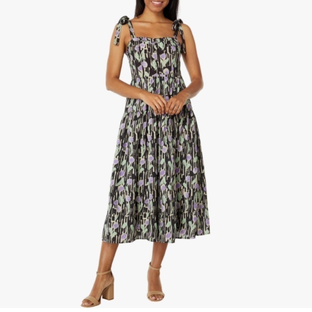 ANTHROPOLOGY x Moon RIver Floral Tiered Ruffles Flowy Boho Babydoll Midi Dress